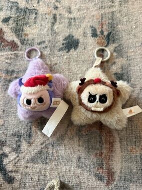 Labubu Pop Mart Plush lightup Star Keychain- Lavender & Cream Holiday Characters
